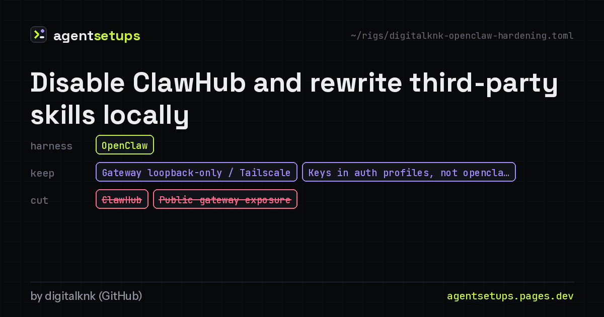 Share image: Disable ClawHub and rewrite third-party skills locally