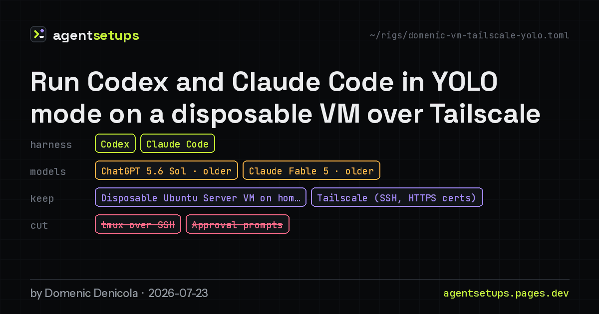 Share image: Run Codex and Claude Code in YOLO mode on a disposable VM over Tailscale