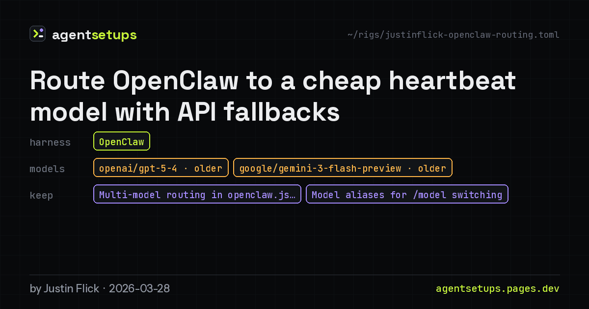 Share image: Route OpenClaw to a cheap heartbeat model with API fallbacks