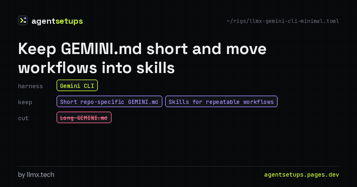 Share image: Keep GEMINI.md short and move workflows into skills