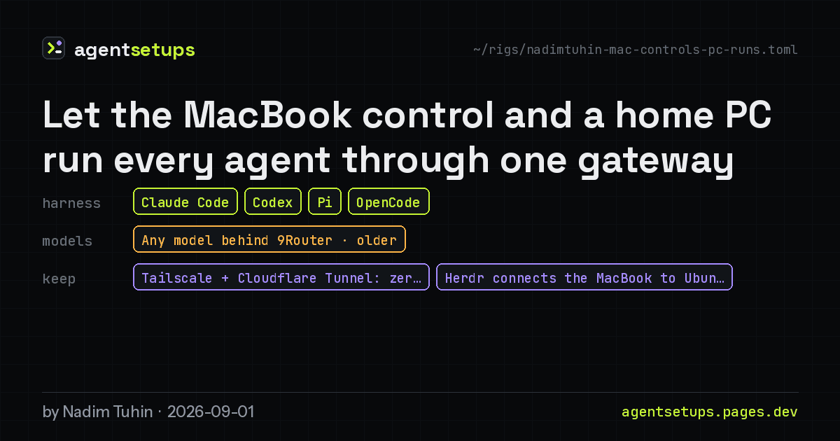 Share image: Let the MacBook control and a home PC run every agent through one gateway