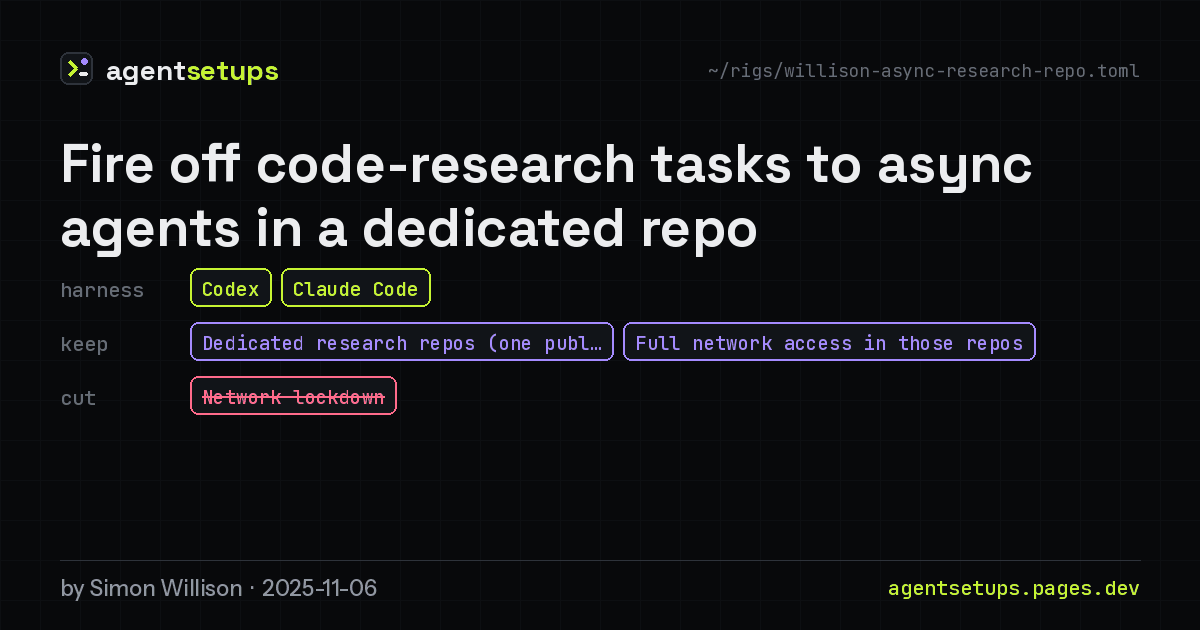 Share image: Fire off code-research tasks to async agents in a dedicated repo
